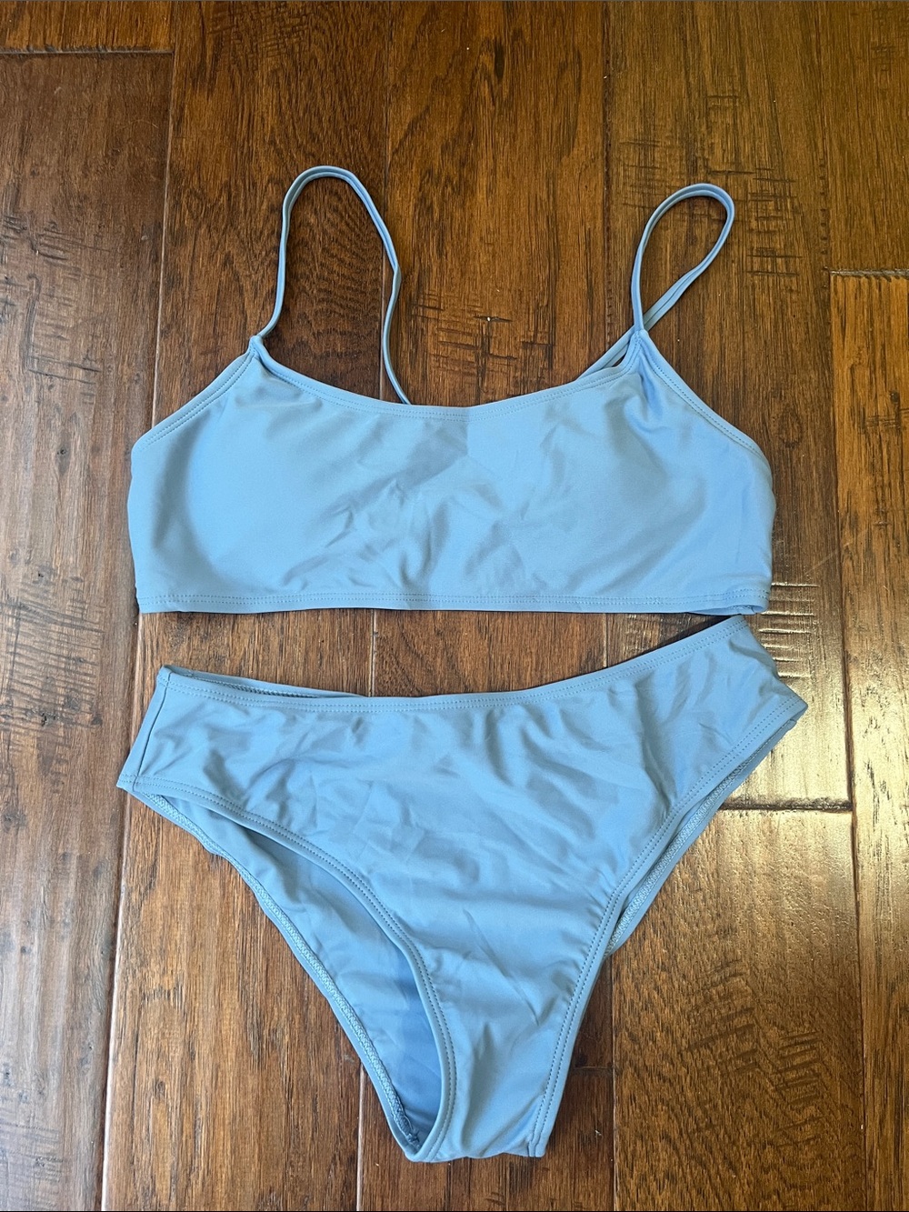 SHEIN Light Blue Girls Two-Piece Swim Set